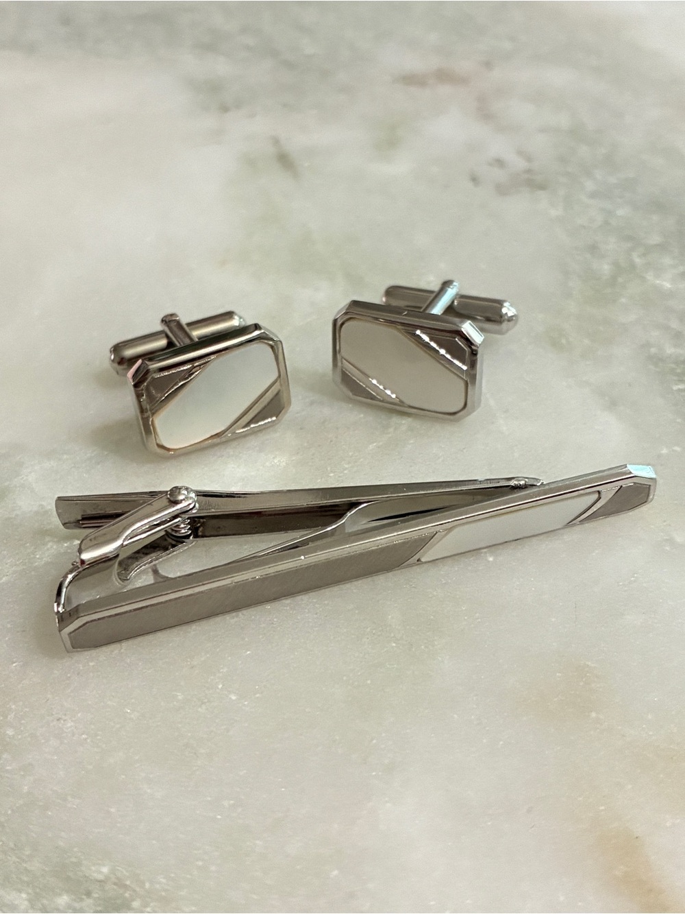 MCM Cuff Links + Tie Clip Set Vintage